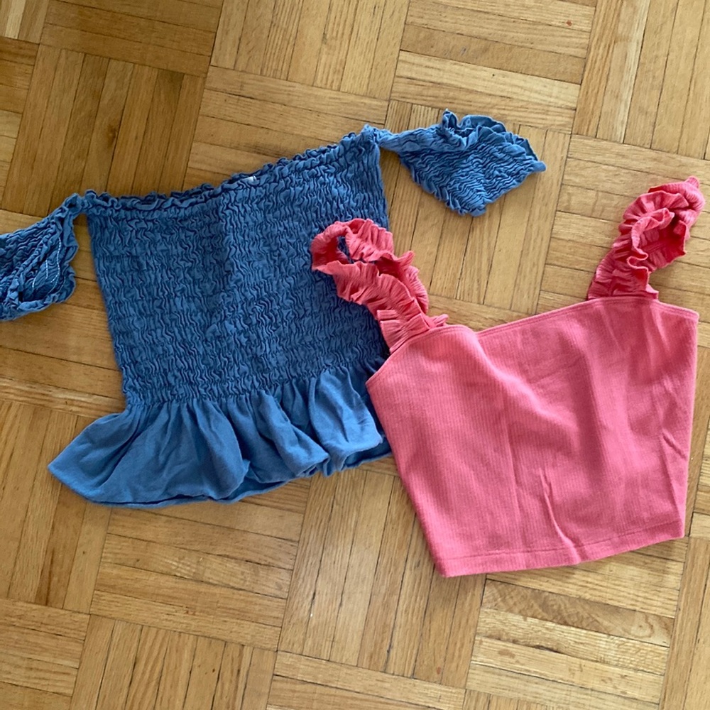 Two frilly crop tops